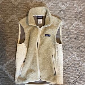 Patagonia Cream Fleece Vest with Stand-Up Collar